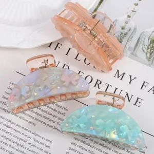 Set di mollette per capelli luna in acrilico con fiocchi carini e strass per acconciature.