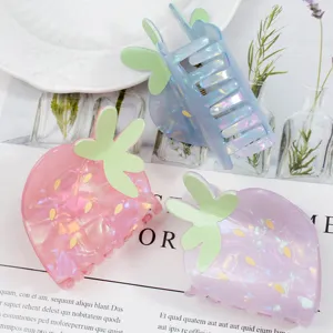 Lindo juego de pinzas para el cabello de fresa acrílica accesorios de verano pastel dulce