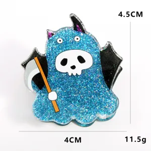 Halloween molletta per capelli in acrilico fantasma glitter blu tristo mietitore