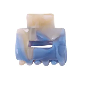 Mini molletta per capelli marmo blu beige, elegante accessorio in acetato per styling.