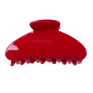 Molla per capelli rosso lucido da donna, elegante accessorio in acetato per acconciatura.