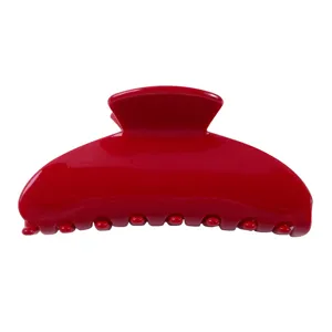 Molletta per capelli rossa 9.5cm accessorio moda in acetato fermaglio semplice per donna.