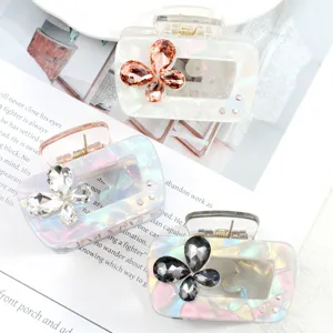 Molletta per Capelli a Farfalla con Strass Vintage per Donna Pinza a Squalo Floreale in PVC Elegante Accessorio per Capelli Strumento Retro