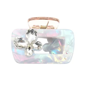 Molla per Capelli Strass Farfalla 5.5cm Artiglio Acrilico Perlato Elegante Accessorio Acconciatura