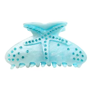 Molletta per capelli a stella marina con strass blu acrilico brillante stile oceano
