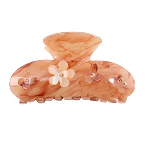 Morsetto per capelli in acrilico con strass da donna, elegante accessorio marrone per pettinature.