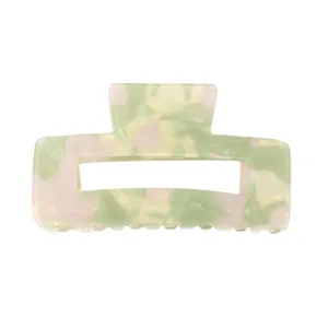 Molla per capelli in acetato verde rosa media rettangolare cava accessorio acconciatura donna