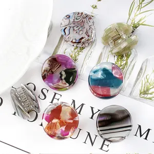 Mini mollette per capelli in acrilico geometriche rotonde accessori simpatici vista dettaglio