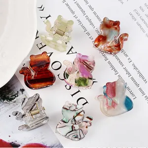 Set di mini mollette per capelli a forma di gatto, accessori colorati in acetato per donne.