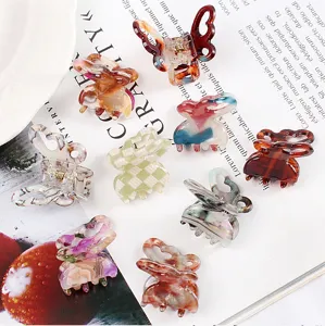 Mini mollette per capelli colorate PVC geometriche farfalla accessori retro per styling