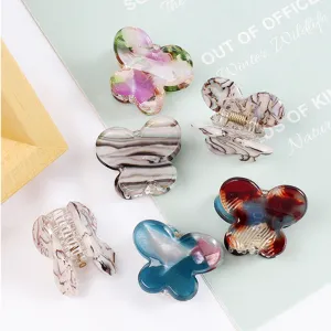 Mini mollette per capelli a farfalla set simpatici accessori in acrilico forcine vintage donna