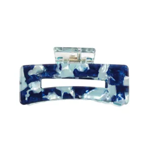 Molletta per capelli rettangolare marmorizzata blu in acrilico bellissimo accessorio moda donna
