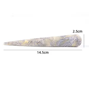 Bacchetta per capelli in acrilico con motivo marmorizzato, elegante fermaglio da 14.5cm.