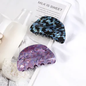 Molla per capelli in acrilico semitonda artiglio blu viola elegante accessorio per capelli