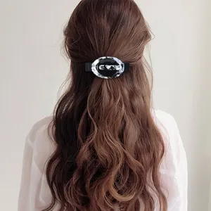 Fermaglio per capelli in acrilico marmo nero bianco molletta grande elegante per acconciature
