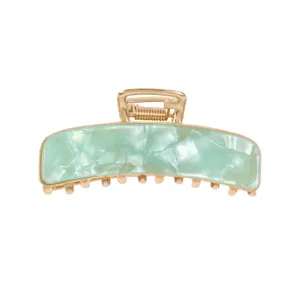 Molla per capelli a mezzaluna in acrilico verde menta, elegante pinza metallica per donna.
