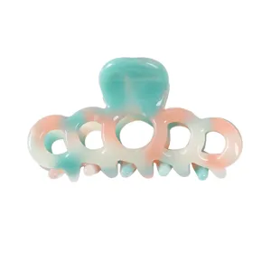 Molla per capelli in acetato piccolo design cavo pastello marmo elegante accessorio