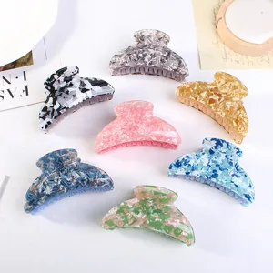 Pinza per Capelli Grande in Acrilico Stile Occidentale Motivo Marmo Tartarugato Molletta a Molla Regolabile Accessori per Capelli Donna