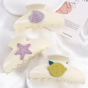 Simpatica Pinza per Capelli Grande in PVC per Donne Ragazze Dolce Frutta Animale Marino a Forma di Fermaglio per Acconciature