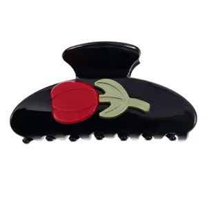 Molla per capelli a tulipano in PVC nero da donna, grande accessorio per acconciature.