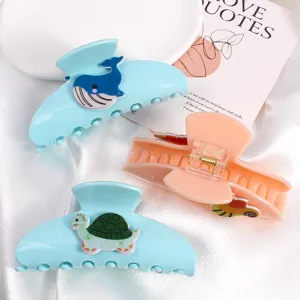 Set di grandi mollette per capelli, balena e tartaruga in PVC accessori da donna.
