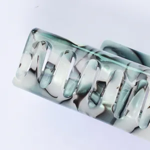 Molla per capelli in acetato verde media dimensione elegante design marmorizzato styling