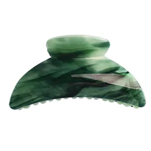 Molletta per capelli in acrilico verde da donna, elegante accessorio di medie dimensioni.