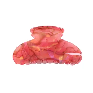 Molletta per capelli in acrilico da donna, design tartaruga rosa, elegante accessorio moda.