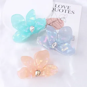 Große Blumen Haarklammer PVC Einfach Einfarbig Haarspange Strass Dekorativ Haarkrabbe Für Damen Mädchen Fee Haar Zubehör
