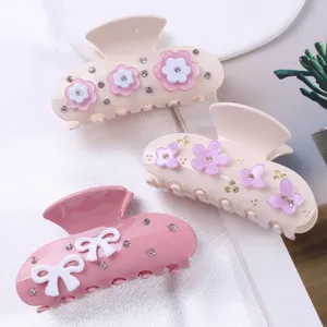Pinza de Pelo de Acrílico con Strass Elegante Flor Mariposa Lazo Pinzas de Pelo Tocado de Cristal Brillante para Niñas Mujeres Accesorios Diarios para Peinado