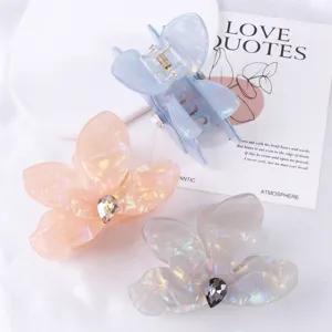 Elegante schimmernde Blumen Haarklammer, große Acryl Haargabel für Damen und Mädchen Stil.