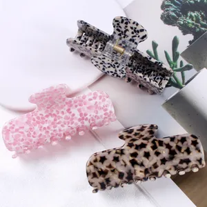 Set di mollette per capelli in acetato, elegante accessorio styling con stampa leopardata