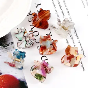 Set di mini mollette per capelli a forma di gatto, fermagli vintage in acetato per lo styling.