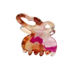 Mini molletta per capelli geometrica retro con motivo marrone e rosa per uso quotidiano.