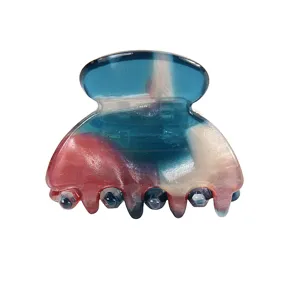Mini pince à cheveux en acrylique coloré design marbré, accessoire rétro coiffure femme.