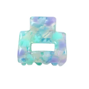 Molla per capelli in acrilico marmorizzato blu viola clip geometrica cava per donne