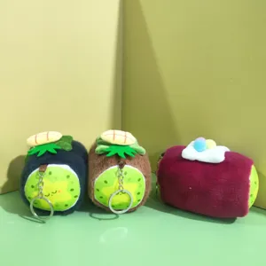Cute kiwi fruit swiss roll plush keychain cute cylindrical stuffed doll pendant bag decor