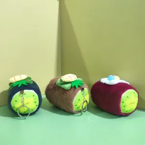 Cute plush swiss roll bread keychain toy doll sweet fruit design backpack pendant detail shot