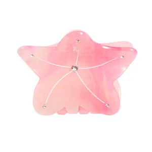 Molla per capelli a stella in acrilico rosa strass brillante accessorio donna estate