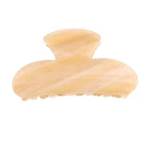 Minimalistische beige Marmor Acetat Haarklammer, stilvolles und elegantes Haaraccessoire Damen.