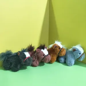 Cute plush horse keychain fluffy pony pendant backpack charm cute year of the horse gift