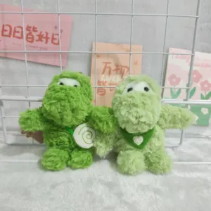 Cute green plush dinosaur keychain fluffy couple backpack pendant stuffed toy gift