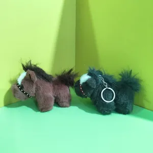 Plush horse keychain cute animal pendant bag accessory fluffy toy keyring gift for kids