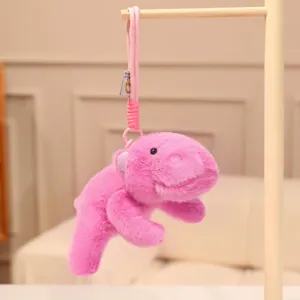 Cute pink capybara plush toy keychain fluffy backpack pendant soft stuffed animal gift for girls