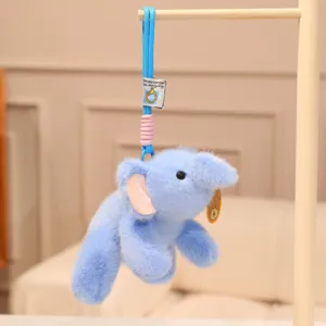Cute blue plush elephant doll backpack pendant soft toy table companion gift for girls
