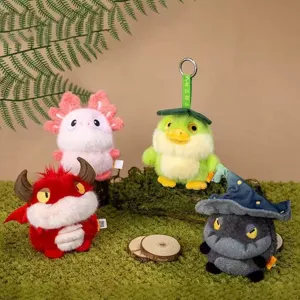 Detalles de llavero de peluche criatura prehistórica linda con diseños de dinosaurio.