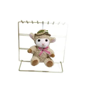 Cute straw hat sheep plush pendant keychain bag ornament soft doll toy fluffy lamb gift for kids