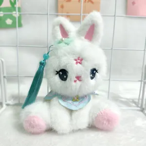 Süßer Plüsch Kaninchen Schlüsselanhänger Tasche Anhänger chinesischer Stil Stofftier Geschenk