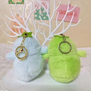Portachiavi pinguino in peluche carino con decorazione foglia, ciondolo borsa morbido peluche regalo.