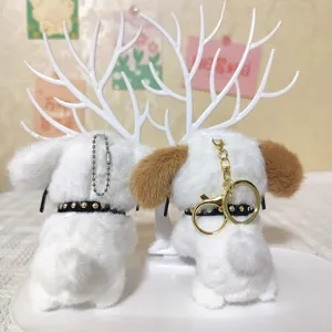 Schattige puppy pluche sleutelhanger trendy rugzak hanger gevulde dieren charm cadeau